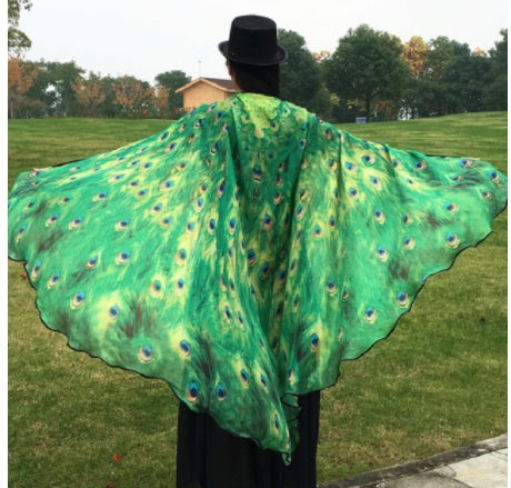 Peacock Feather Halloween Cape Chiffon Peacock Cape