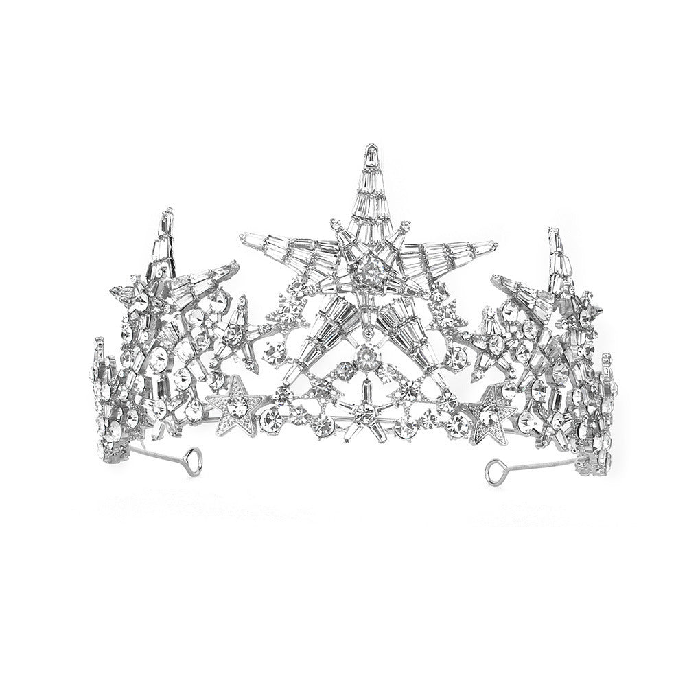 Bright Five-Pointed Star Mans Rhinestone Crown