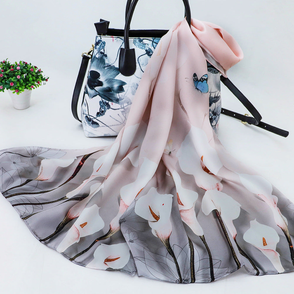 Women's Silk Scarf Shawl Sunscreen Scarf