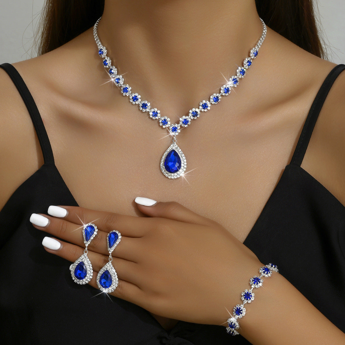 Fashion Jewelry Bridal Jewelry Suit Necklace Ear Stud Bracelet Three-Piece Set