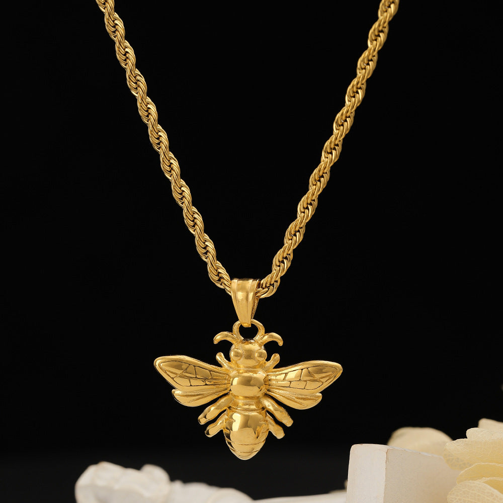 Titanium Steel Bee Necklace Stainless Steel
