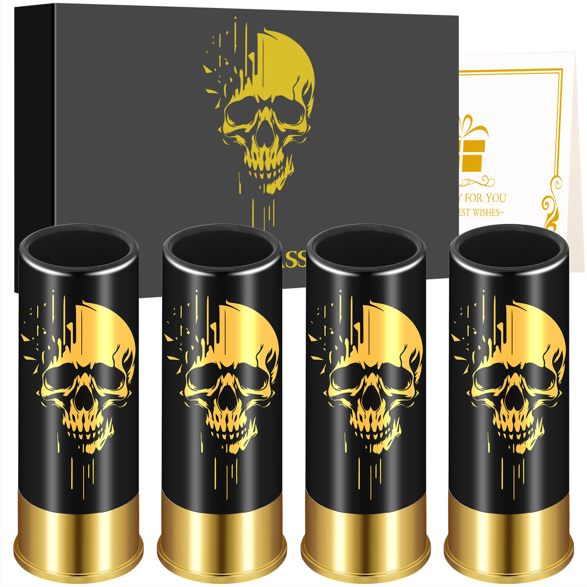 4pcs Skull Shot Glasses, 1.5oz - Reusable, High-Quality Plastic Bullet Cups For Whiskey, Cocktails & Wine, Perfect For Bars, Parties & Gifts