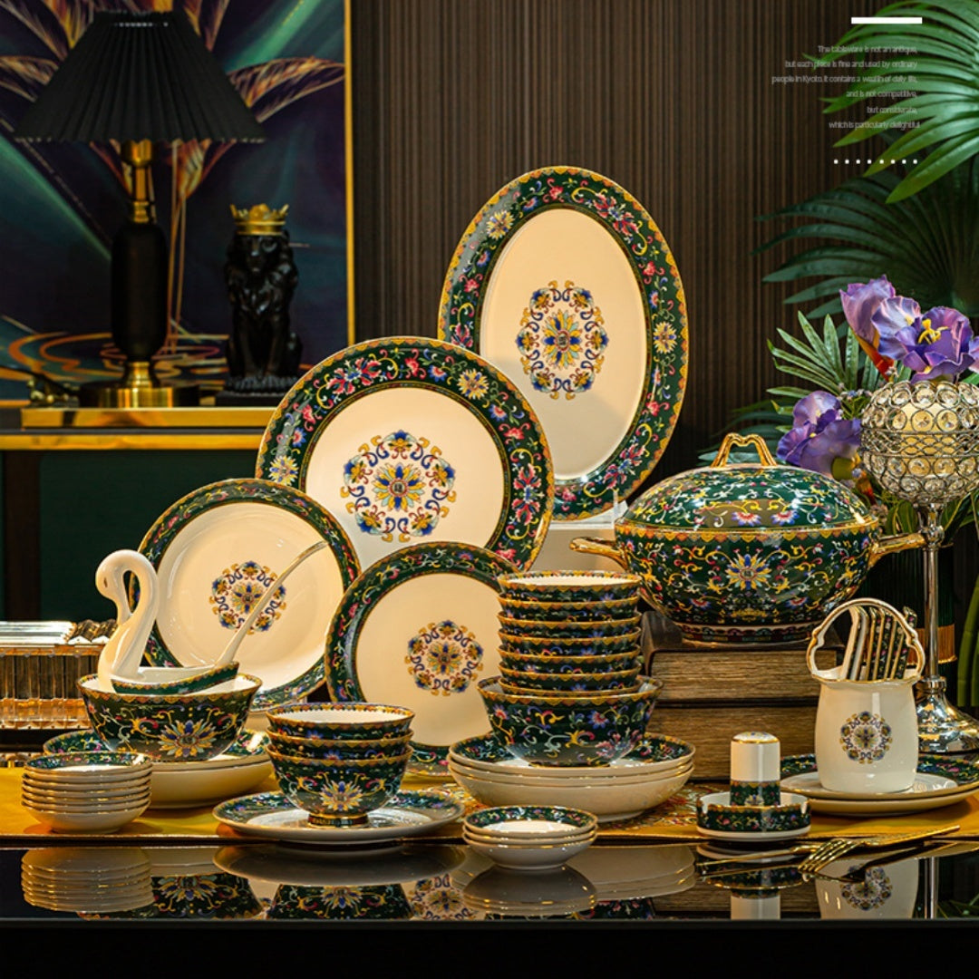 Household Style Enamel Bone China Tableware Set