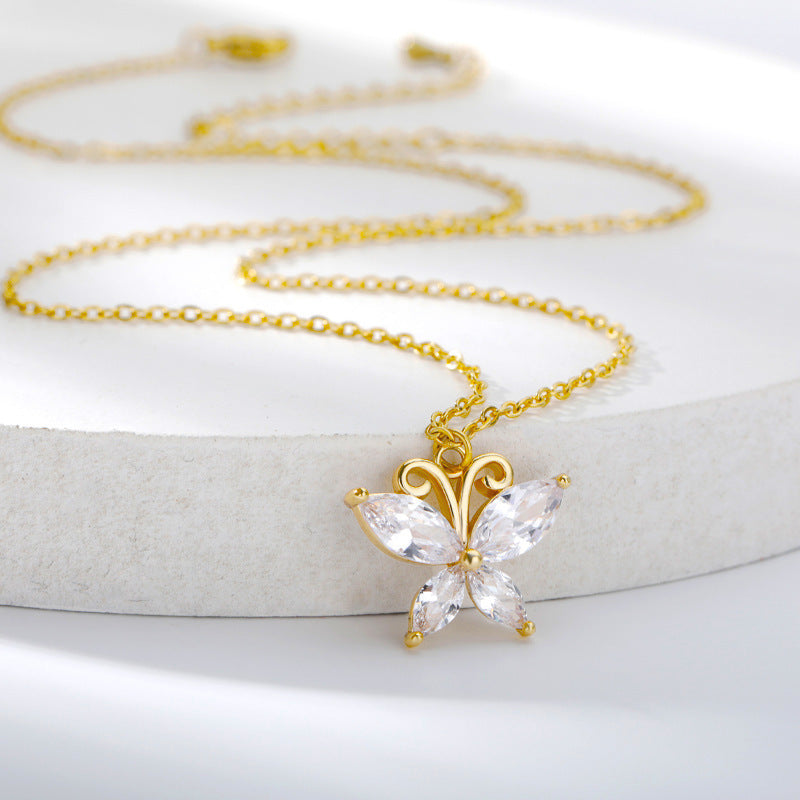 Butterfly Zircon Necklace Ladies Butterfly Pendant