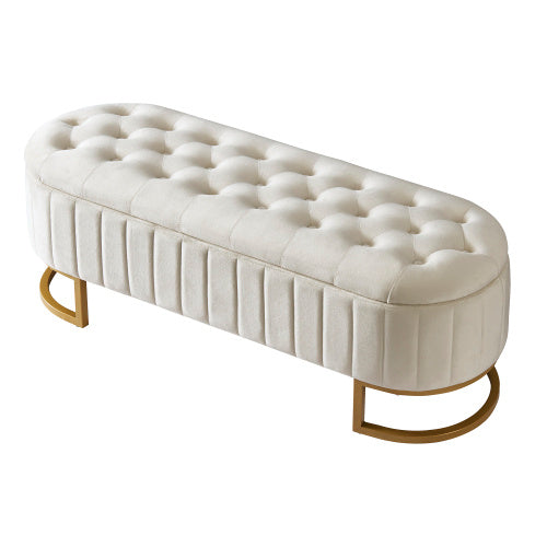 Elegant Fabric Velvet Storage Footstool