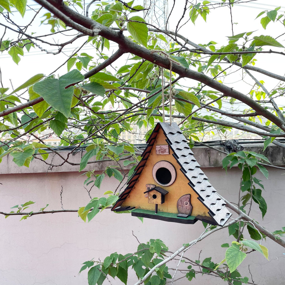 Garden Courtyard Decoration Pendant Wooden Bird House