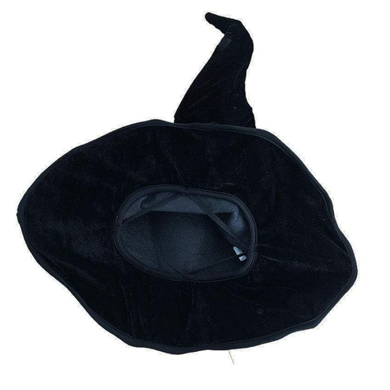 Halloween Black Flannel Witch Hat Wizard Headdress