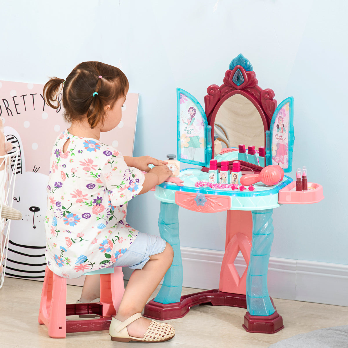 Kids Vanity Set with Self-Opening Magic Mirror