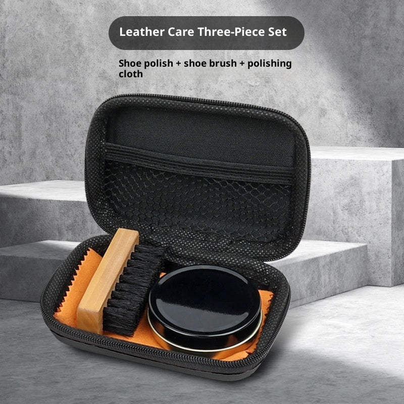 Leather Shoes Care Cleaning Black Colorless Maintenance Oil Shoe Brush Shoe Set