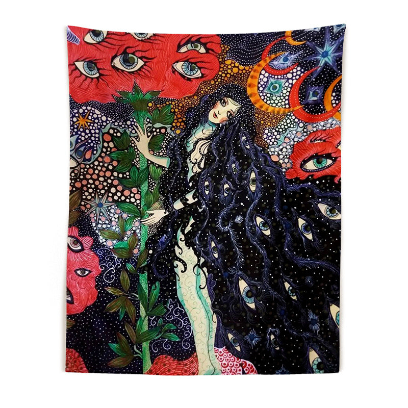 Botanical Celestial Floral Tapestry Hippie Eye Wall Rug