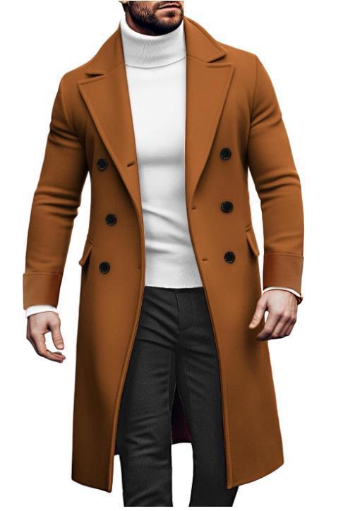 Woolen Large Overcoat Male Double-Breasted Coat