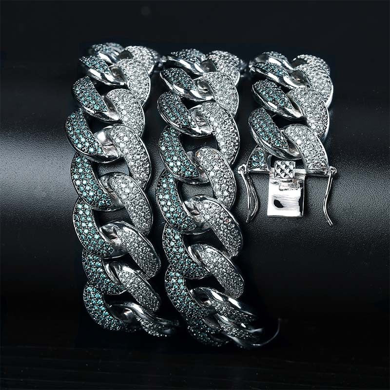 Emerald Color Men's Large Cuban Chain