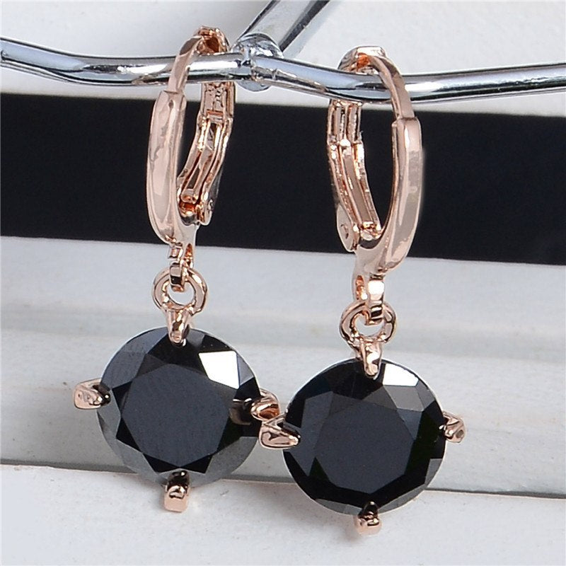 Cute and Pretty 1 Pair Gold Color Cubic Zirconia Elegant Woman Hoop Earrings For Christmas Gift