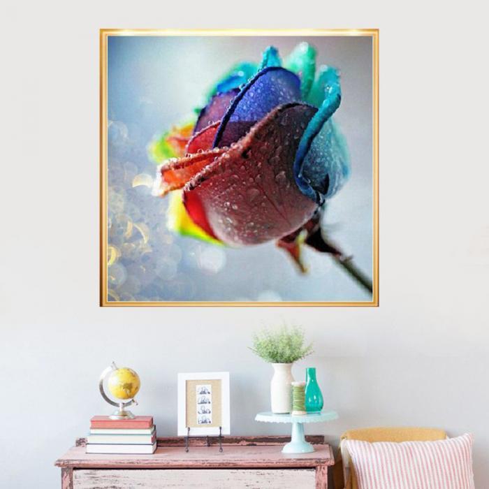 5D DIY Colorful Roses Diamond Painting Embroidery Paint Cross Craft 30x30cm