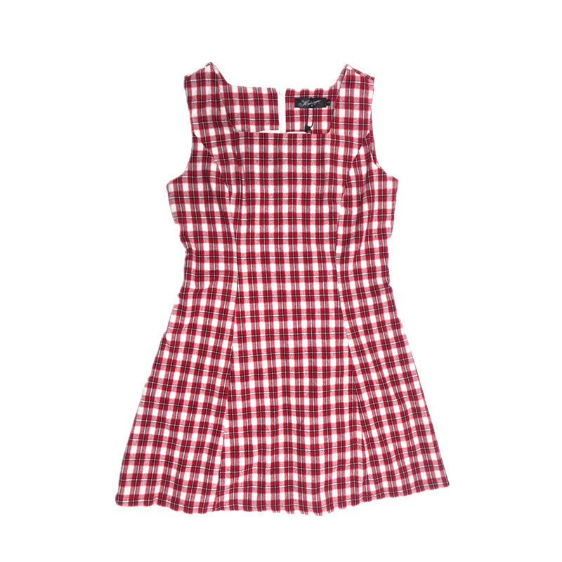 Jennie''s Sleeveless Retro Red Checked Dress