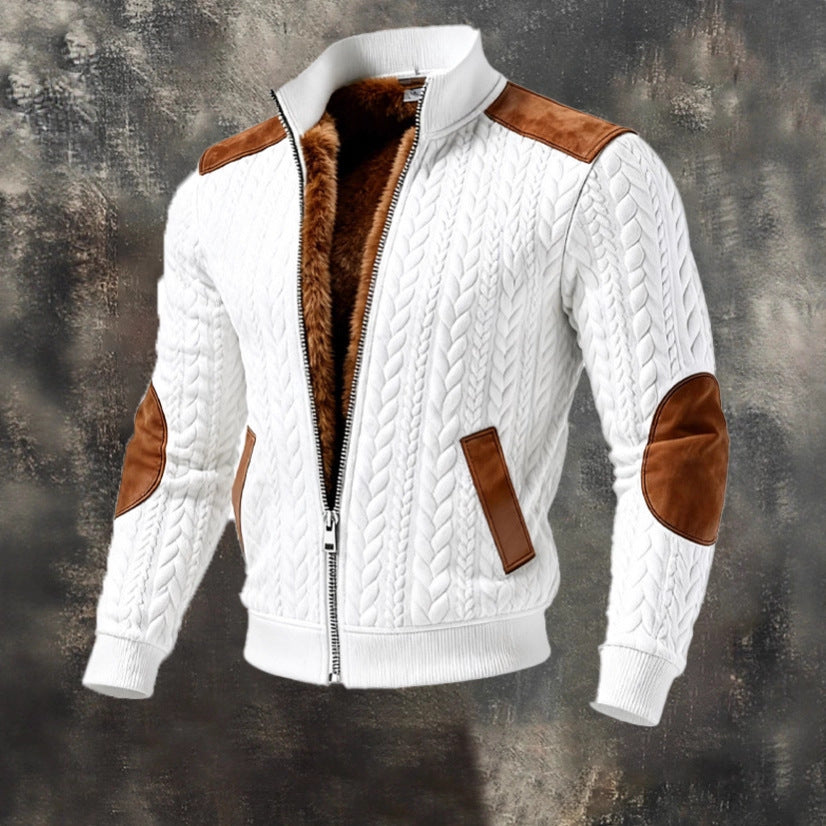 Mens Retro Textured Knitted Jacquard Jacket