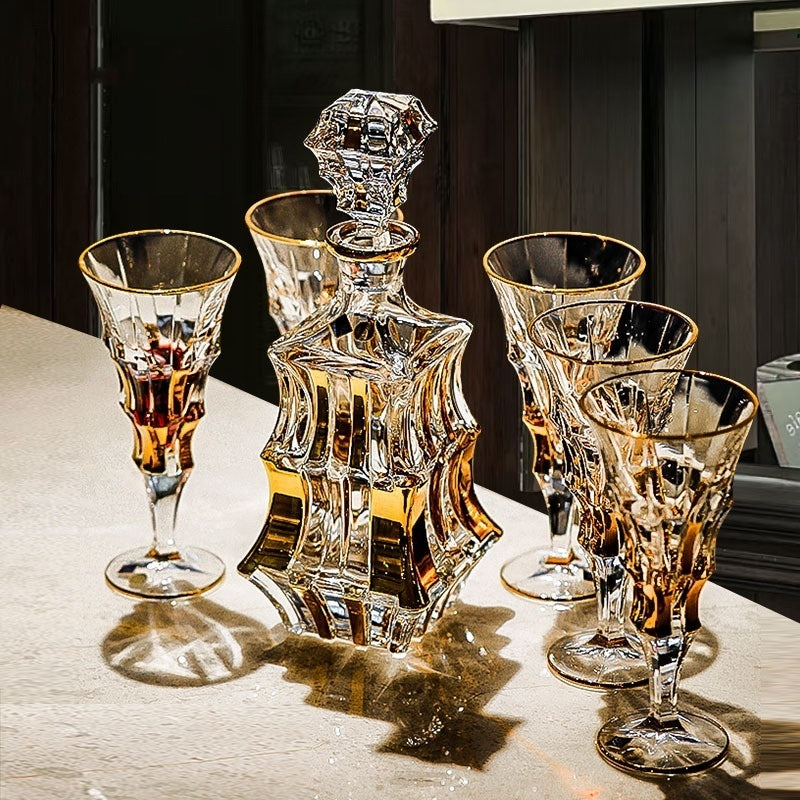 Crystal Glass Light Luxury Gold Red Wine High Leg