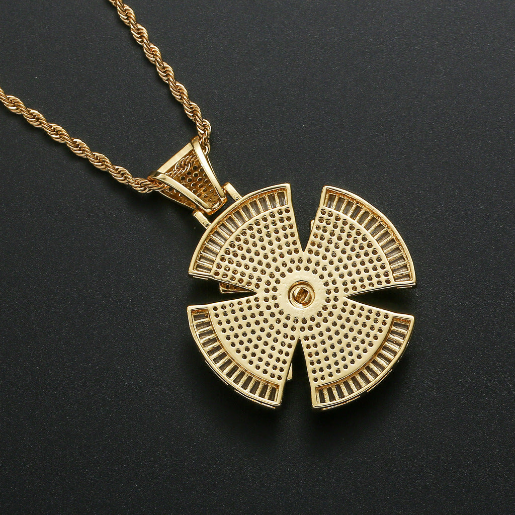 Square Zircon Rotating Cross Pendant Men's Accessories