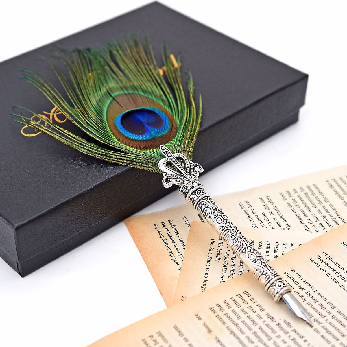 Vintage Feather Pen Peacock Feather Pen Set