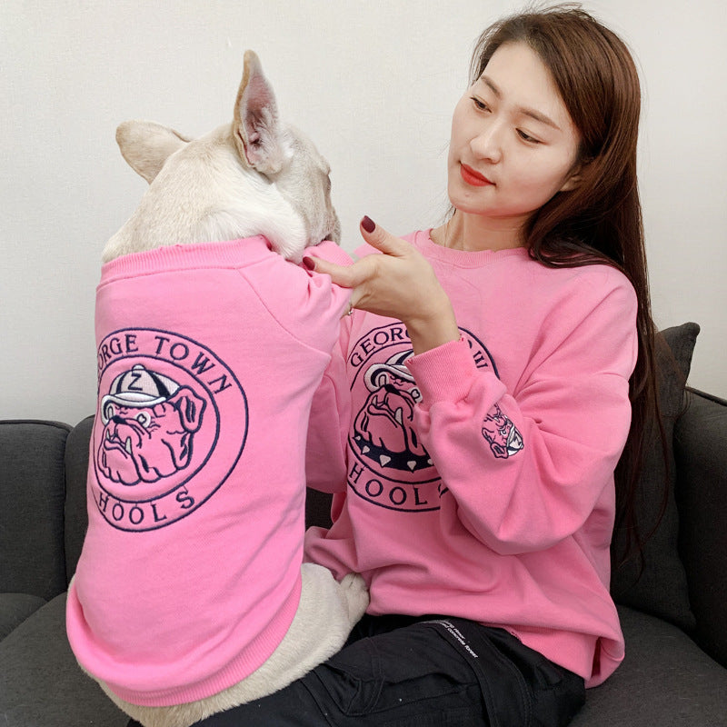 Pet Dog Spring Autumn Clothes for Small Dogs French Bulldog Embroidery Pattern Sweater Chihuahua Clothing Pug Costume Yorkie