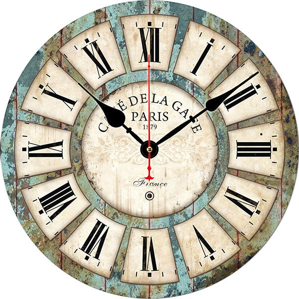 Retro Creative Wooden Wall Clock Alarm Clock