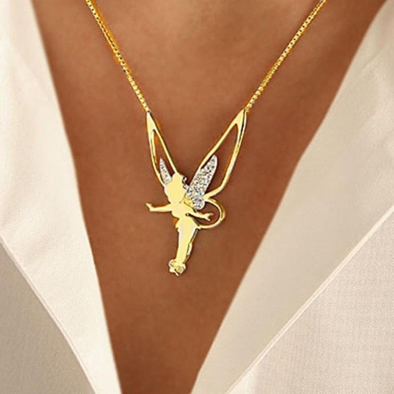 Diamond Angel Wings Necklace Charm Fashion Jewelry