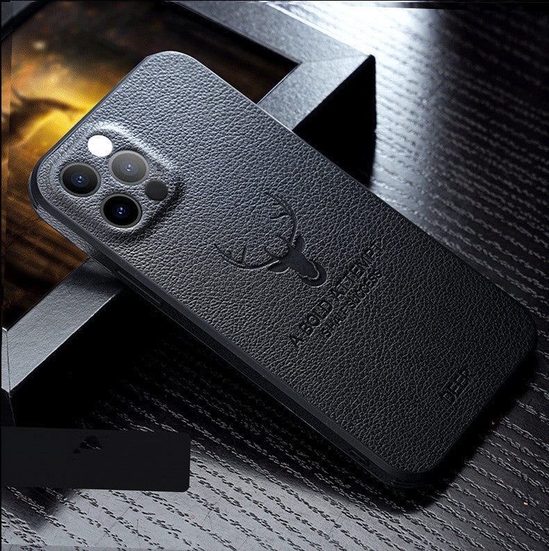Compatible with Apple , Leather-Grain Anti-Drop Full-Cover Lens Protective Cover