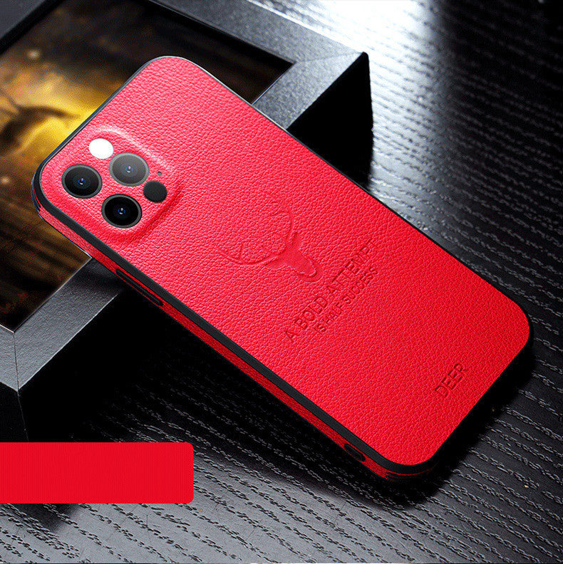 Compatible with Apple , Leather-Grain Anti-Drop Full-Cover Lens Protective Cover