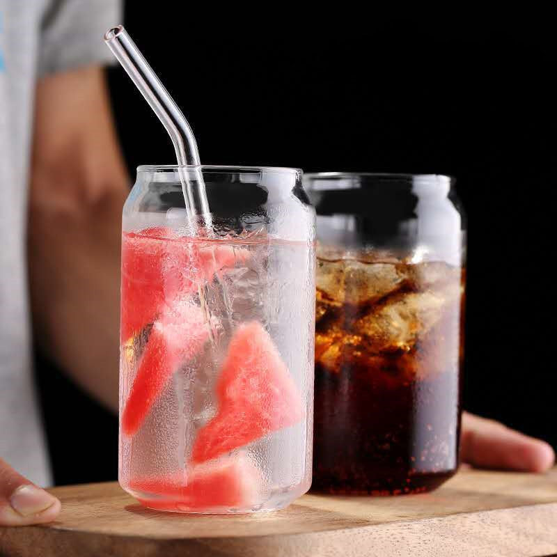 Creative Glass Cup Heat-Resistant Transparent Cola Cup Drink Milk Tea Juice Cup Lemon Soda Cup Personalized Drinking Cup