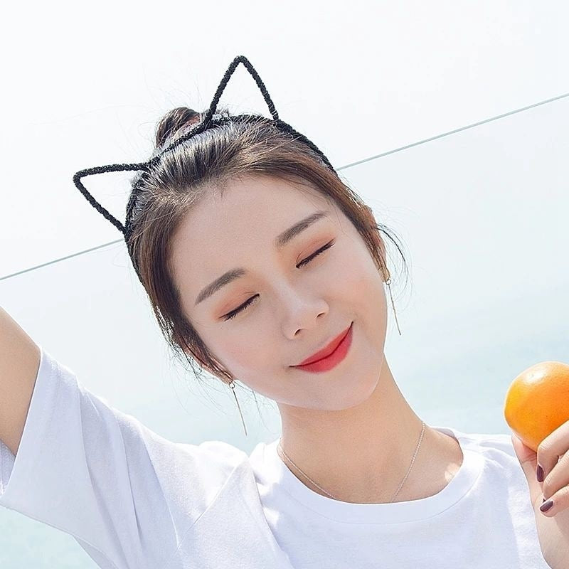 Cute Cat Ear Headband Korea Super Cute Sweet Small Fresh Hairpin Headband Adult Headwear Face Wash Headband
