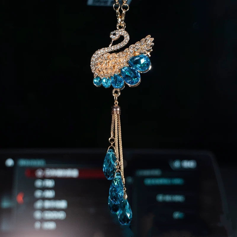 Car Pendant Double-Sided Crystal Swan King Pendant Creative Car Rearview Mirror Pendant