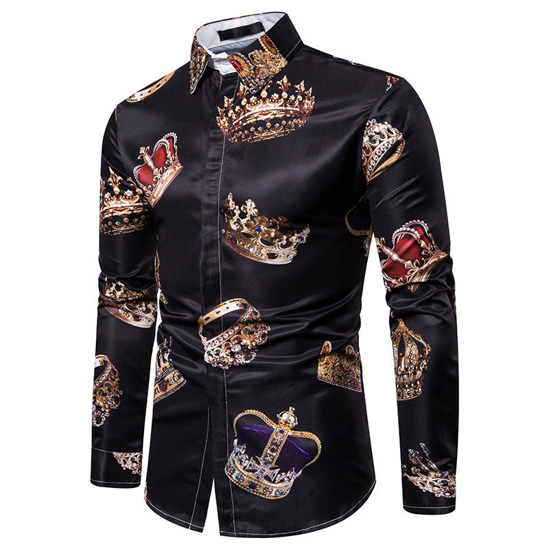 Casual Crown Print Men's Shirt