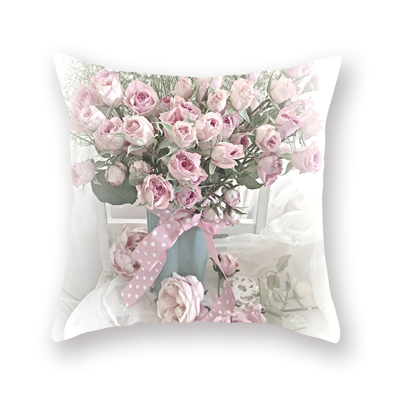 Watercolor Flower Pillow Digital Printing Car Office Pillow Cushion Wish Home