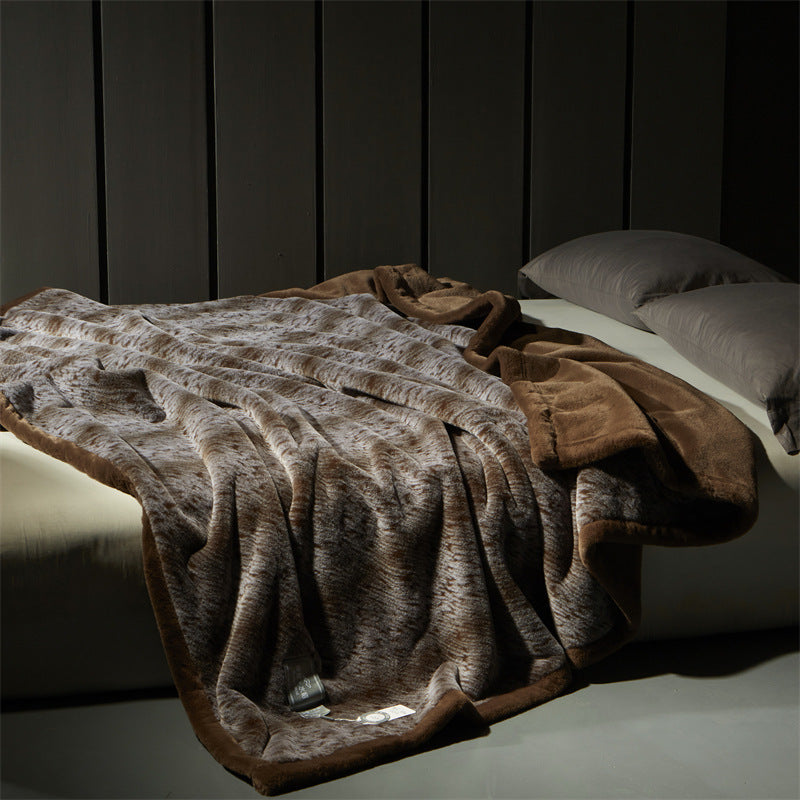 Artificial Mink Hair Fur Blanket High-End Double-Layer Thickened Warm