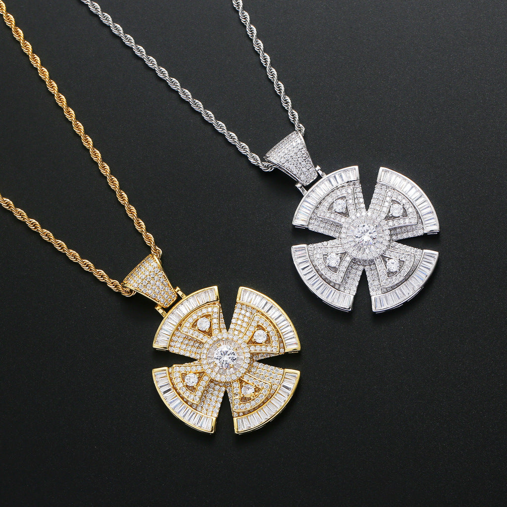 Square Zircon Rotating Cross Pendant Men's Accessories