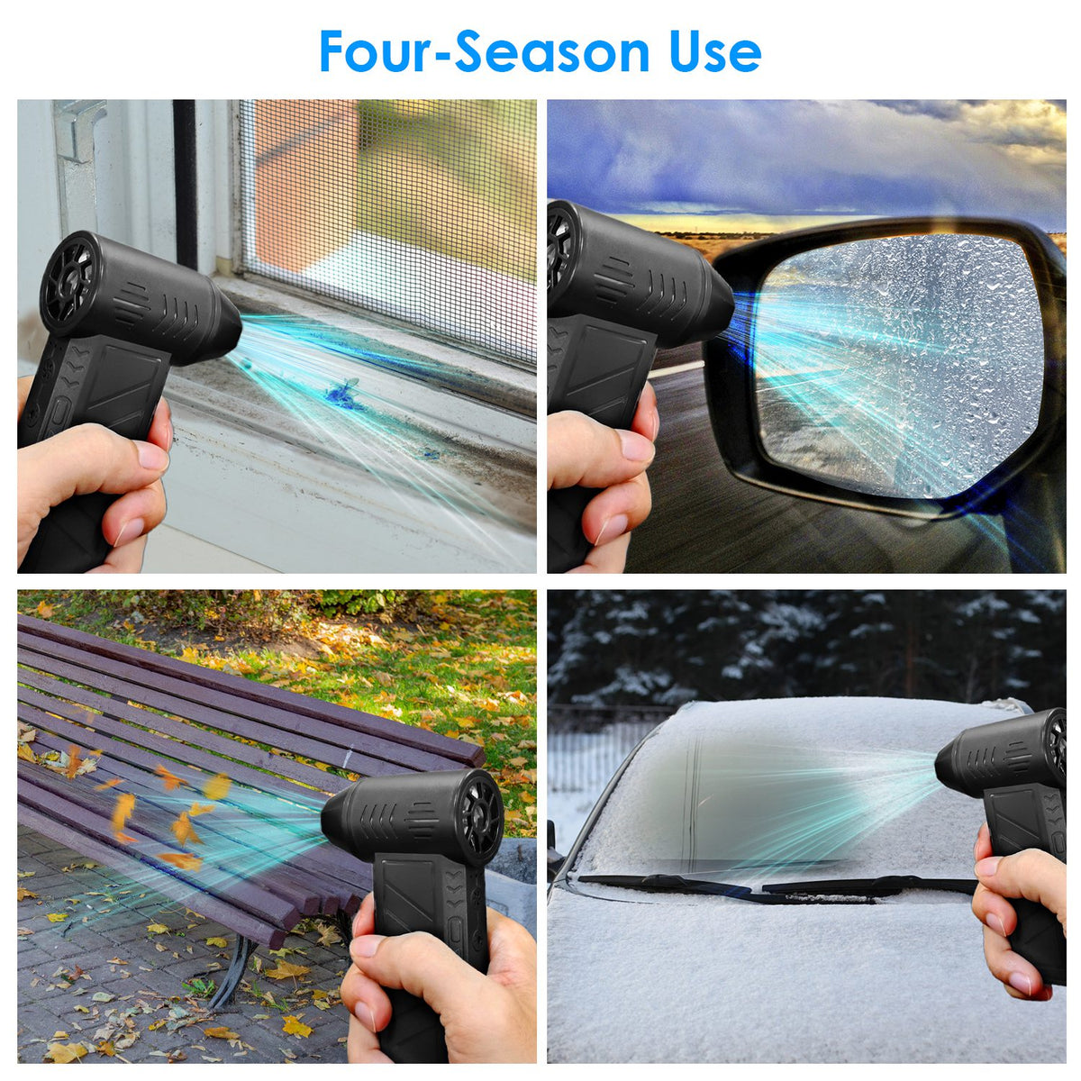 1Pc Compressed Air Duster With LED Light Up To 150000RPM Speed For PC Keyboard Cleaning High Speed Rechargeable Cordless Air Blower With 4 Speeds For Home Car Outdoor