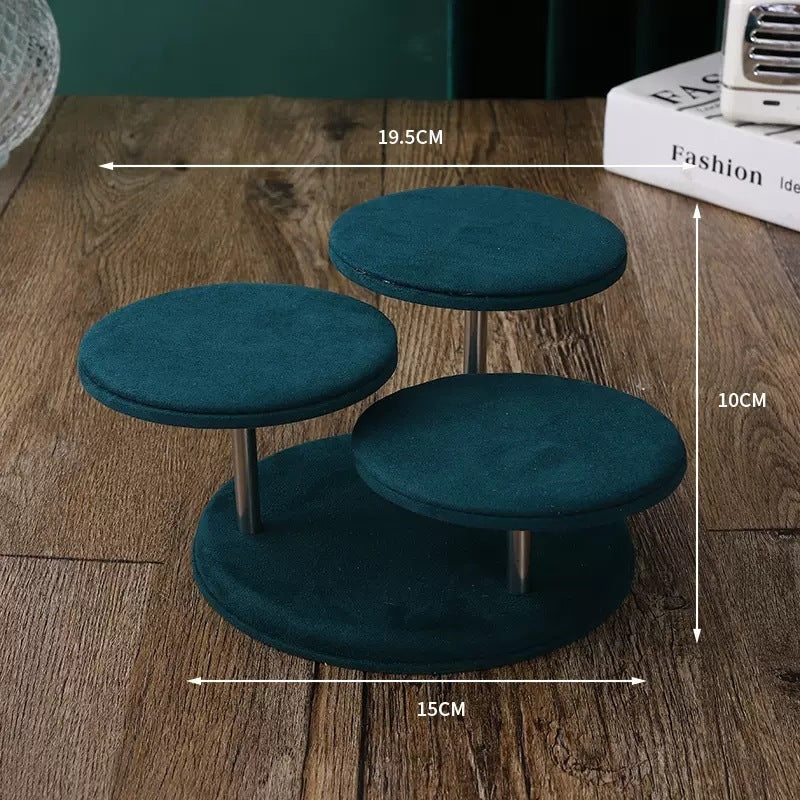 Three Disc Velvet Jewelry Cabinet