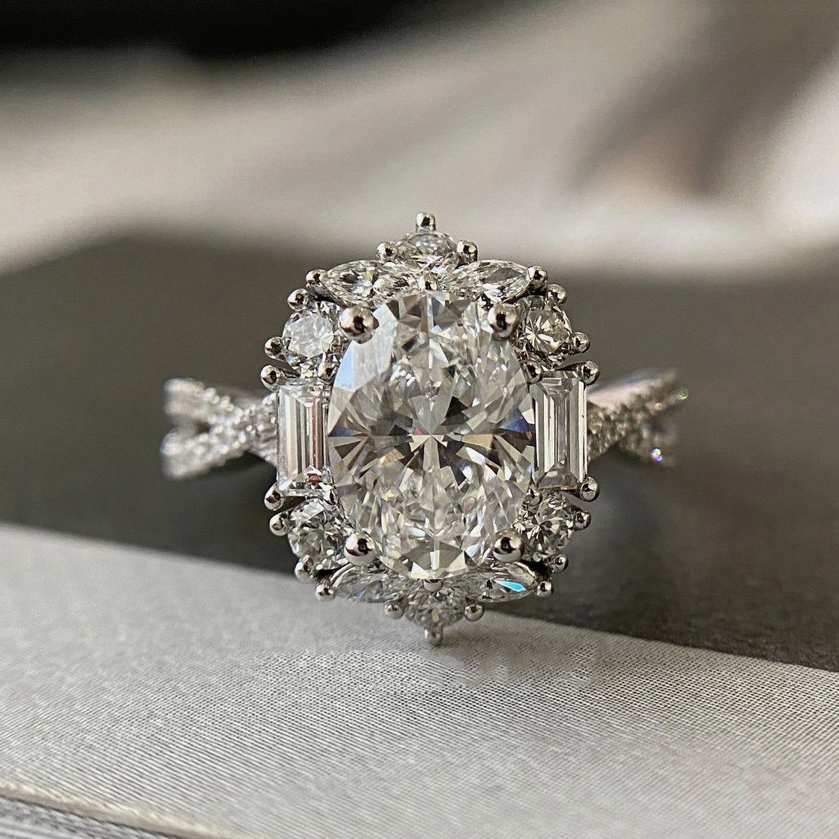 S925 Sterling Silver Moissanite Carat Diamond Ring