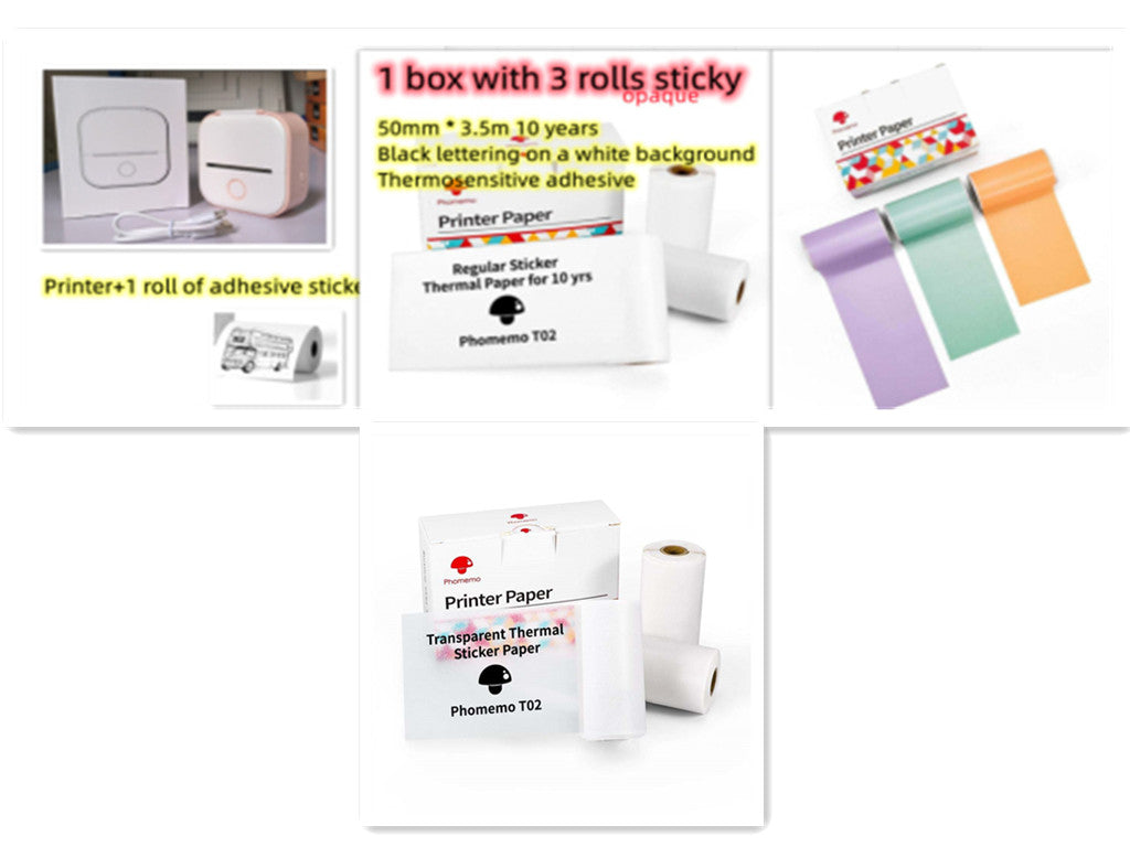 Portable Mini Thermal Label Printer Home Photo Printer Student Wrong Question Printer Bluetooth-Compatible Mini Label Printer Price Tag