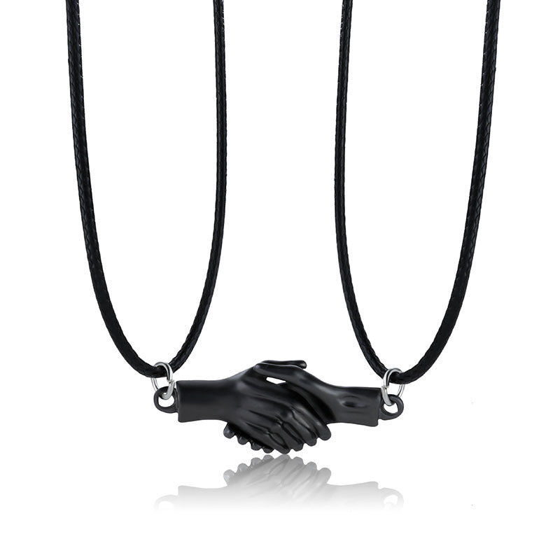 Palm Couple Necklace Magnet Attracts Handshake Clavicle Chain Necklace