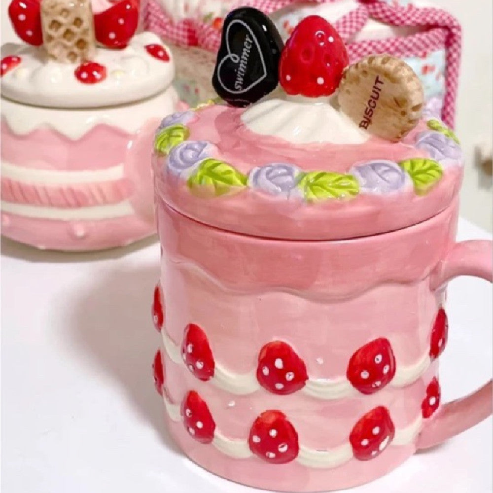 Ceramic Strawberry Mug With Lid