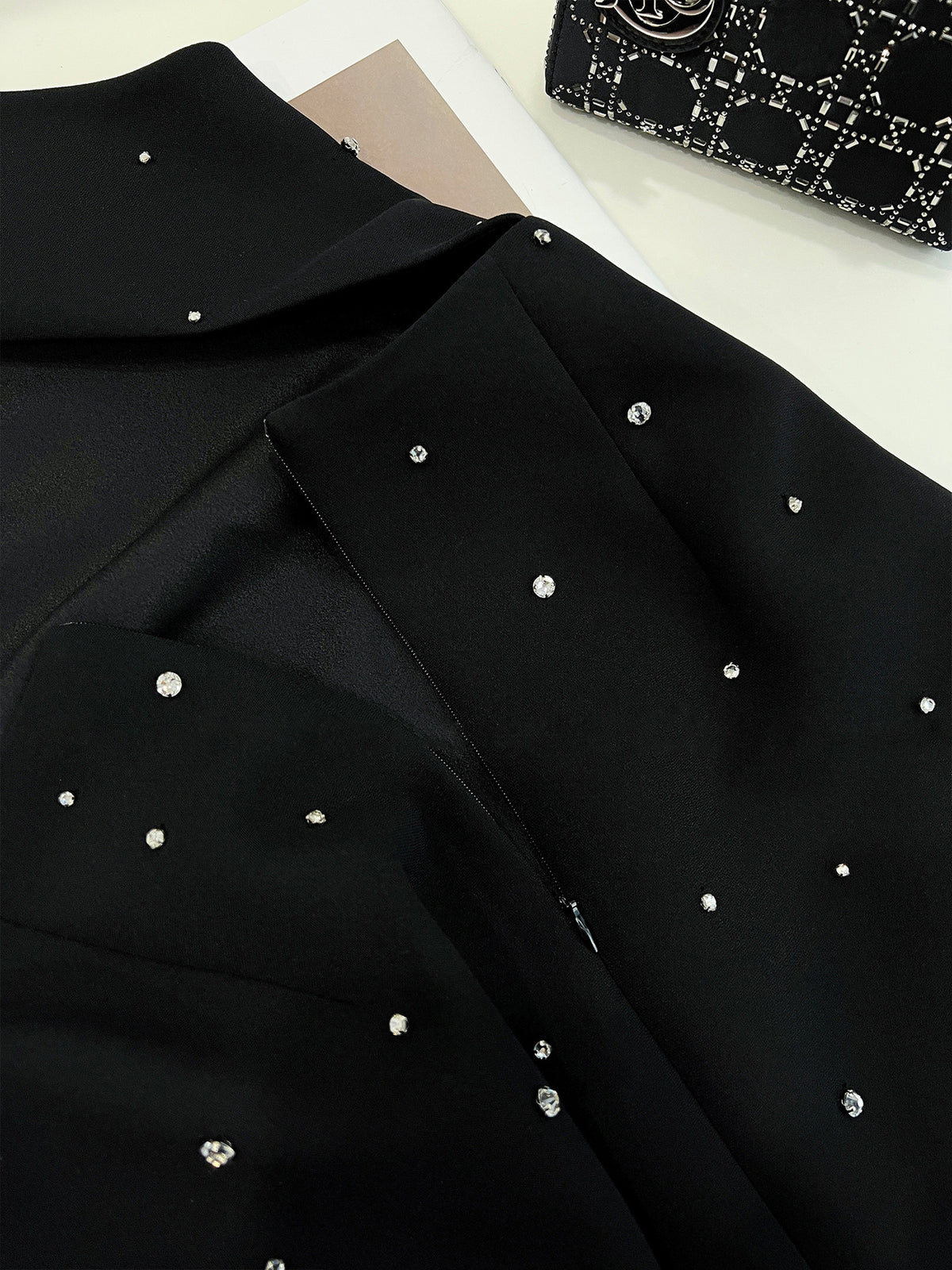 Cold-Shoulder Sleeveless A- Line Short Skirt French Black