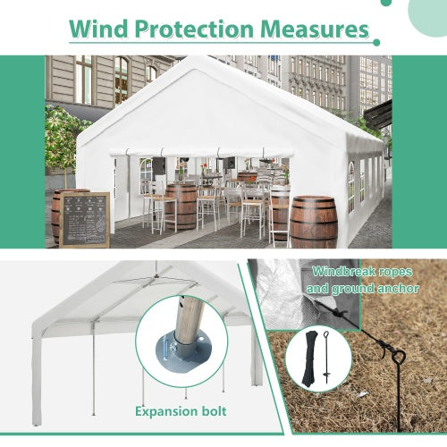 20x32FT Party Tent Heavy Duty, Large Wedding Event Shelters With 3 Storage Bags & Removable Sidewalls, Outdoor Canopy Gazebo Commercial Tents For Parties Carport Camping Garden Patio
