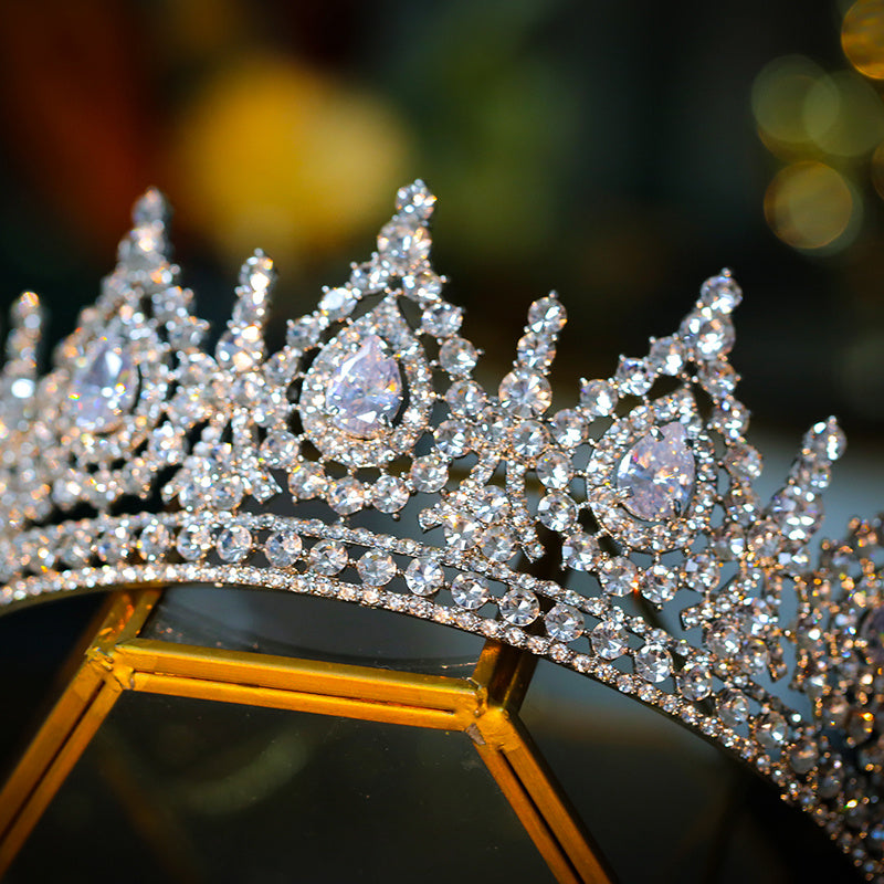 Luxury Cubic Zirconia Crown Crystal Bridal Tiaras Crowns Que