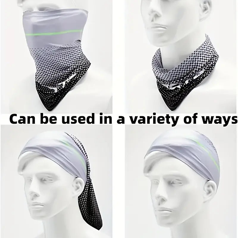 UV Resistant Ice Silk Cooling Set - 1 Pair Arm Sleeves 1 Face Mask Scarf, Sun Protection For Running, Cycling, Outdoor Sports