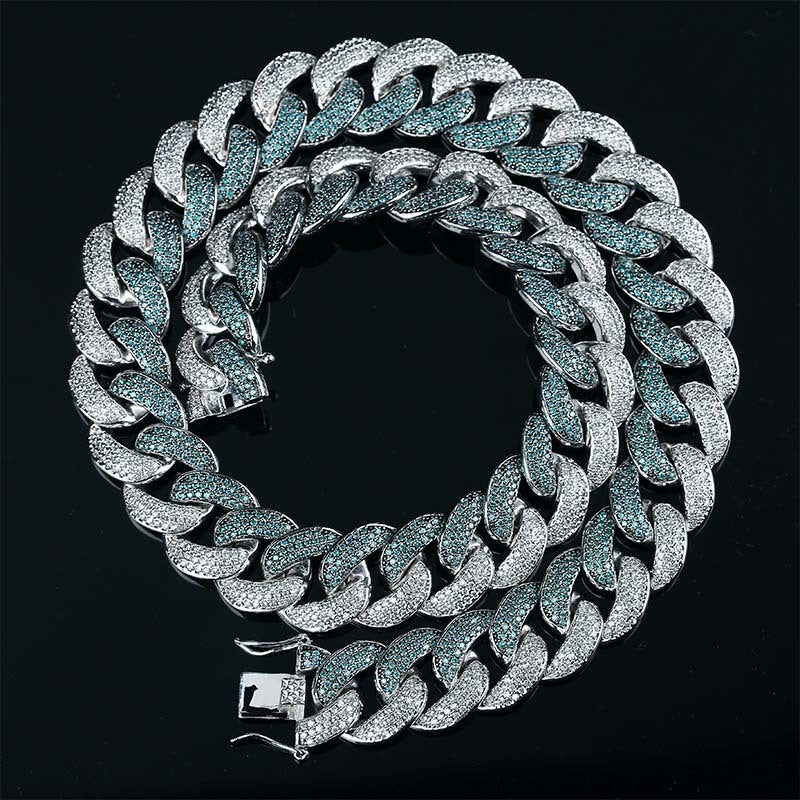 Emerald Color Men's Large Cuban Chain