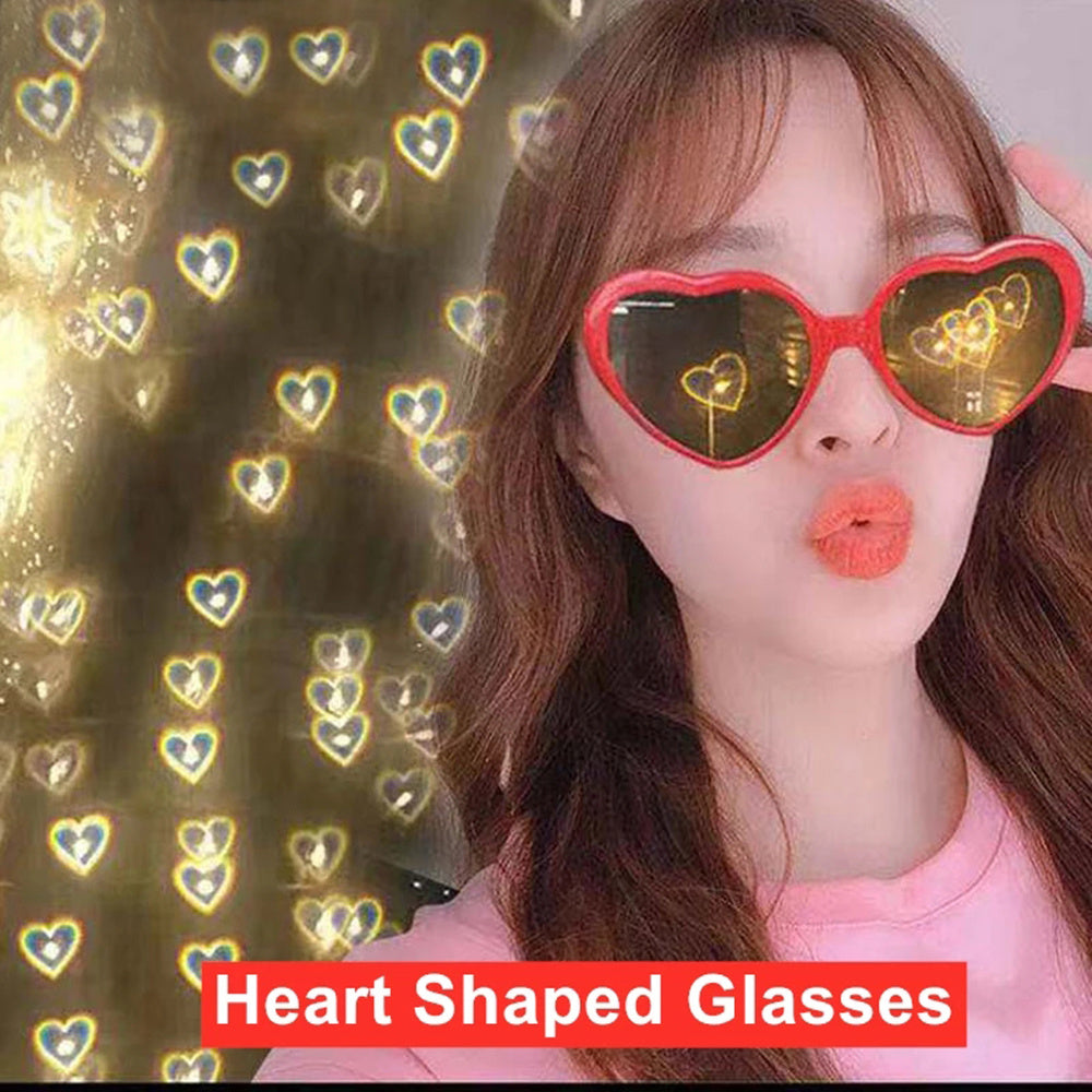 Heart-Shaped Lights Become Love Special Effects Glasses Sunglasses