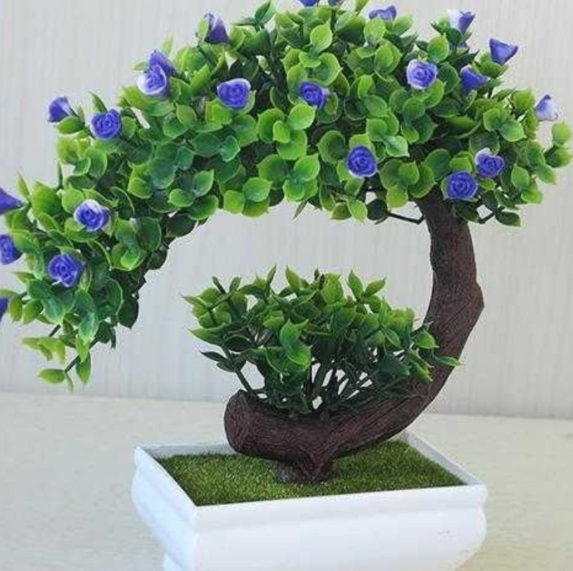 Plastic Bonsai with Fake Flowers