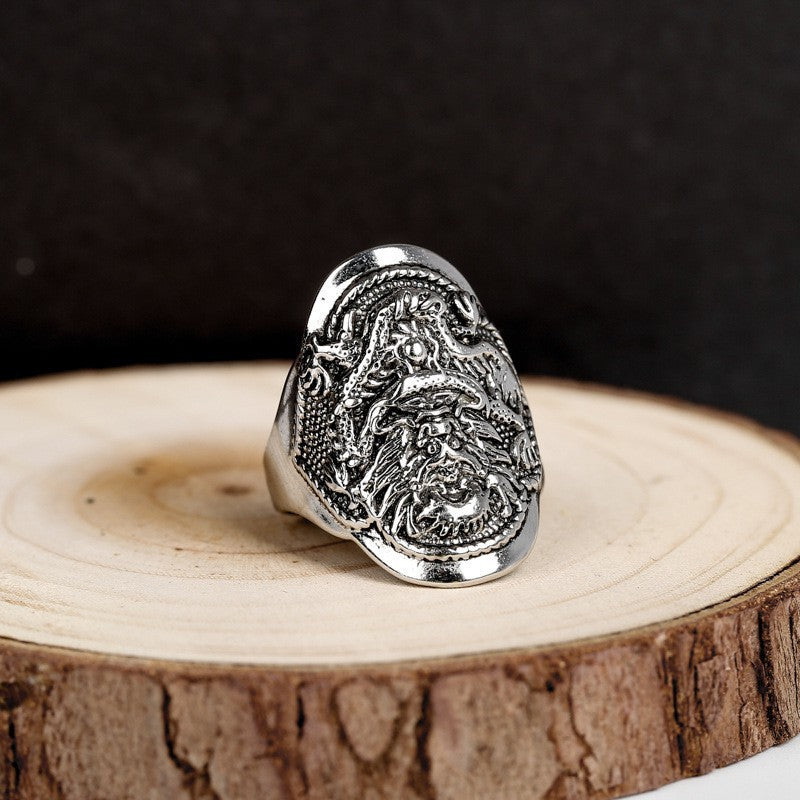 Domineering Pattern KIRIN Carved Pattern Men's Ring