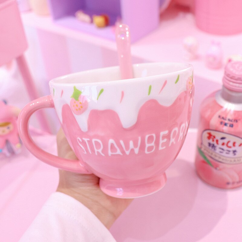 Embossed Three-Dimensional Strawberry Milk Girl Cup